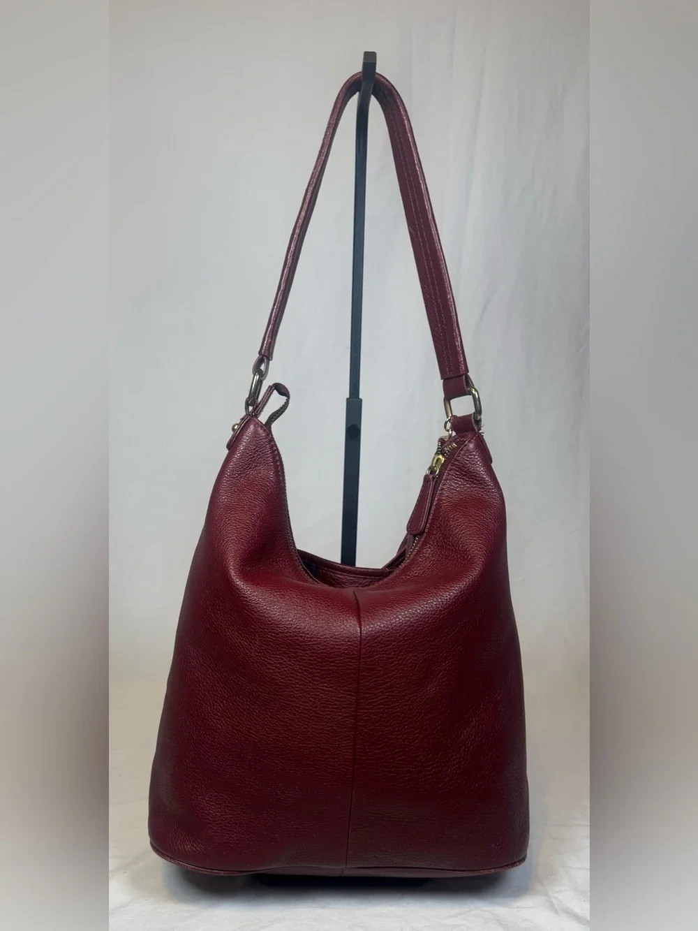 Tommy Hilfiger Burgundy Leather Hobo with Tassel